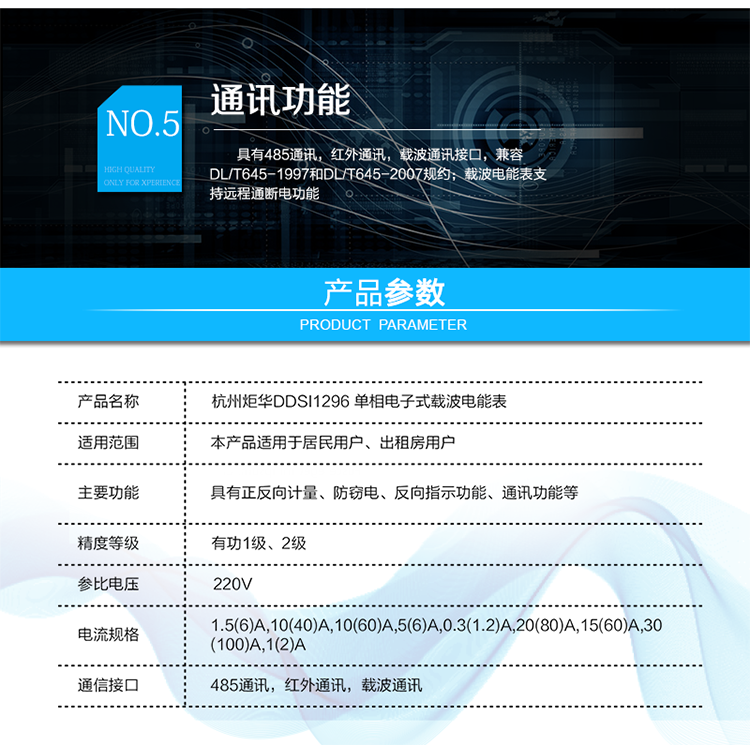 產(chǎn)品標(biāo)準(zhǔn):
?GB/T 17215.321-2008《交流電測量設(shè)備 特殊要求21部分：靜止式有功電能表（1級和2級）》 &nbsp;
?GB-T17215.211 -2006《交流電測量設(shè)備 通用要求、試驗和試驗條件 第11部分：測量設(shè)備》
?DL/T 645-2007《多功能電能表通信協(xié)議》